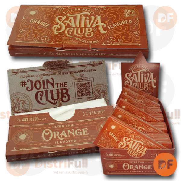 PAPEL SATIVA CLUB 1¼ ORANGE CELULOSA x 40