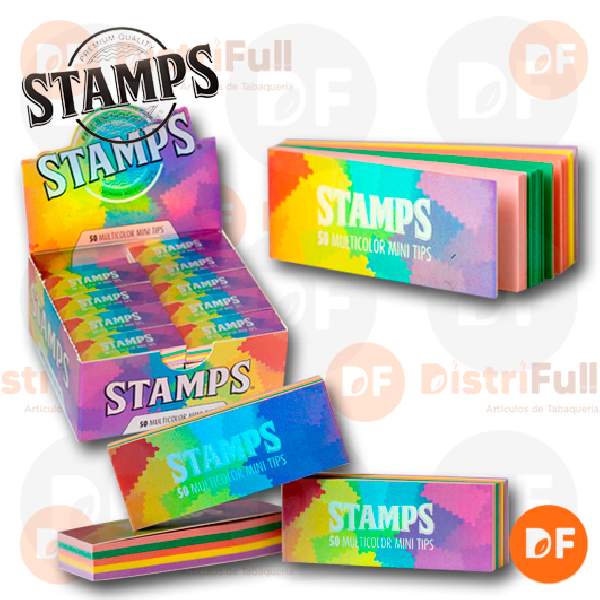 FILTROS STAMPS DE CARTÓN MINI MULTICOLOR x 50