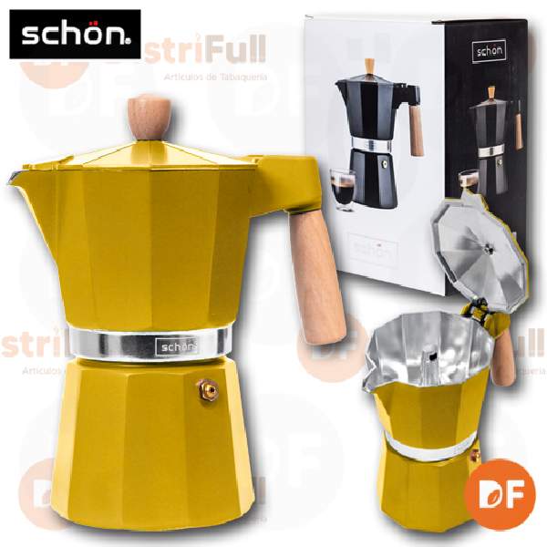 SCHON CAFETERA 6 POCILLOS AMARILLO 