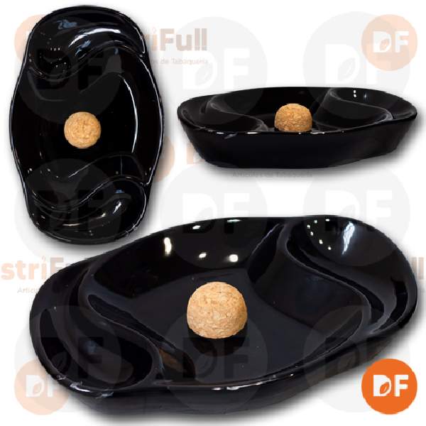 CENICERO CERAMICA P/ PIPA OVALADO BLACK (11209)