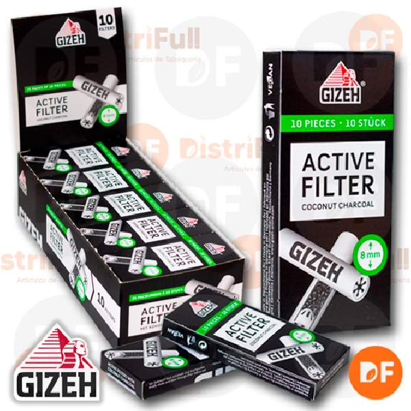 FILTROS GIZEH CARBON DE COCO ACTIVADO caja x 10 FILTROS 6MM