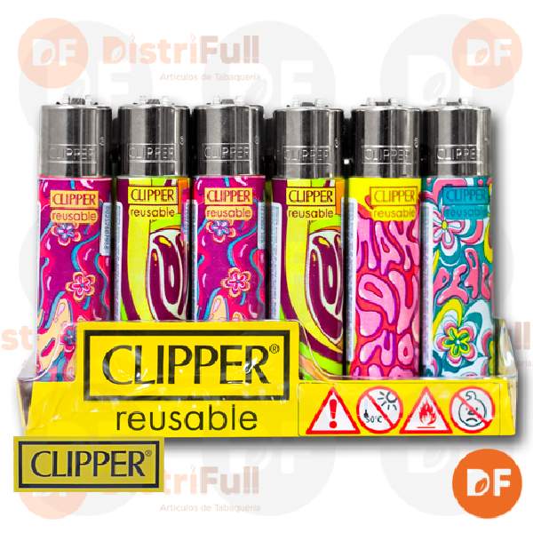 ENCENDEDOR CLIPPER MAXI GLOSSY HIPPIE x 24 