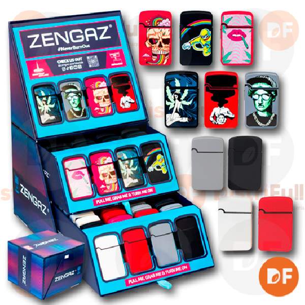 EXHIBIDOR ENCENDEDORES ZENGAZ ZL12 VARIOS MOTIVOS JET x 48