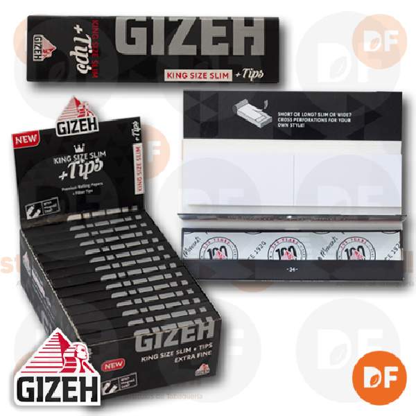 PAPEL GIZEH KS BLACK MAGNET EXTRA FINE + TIPS x 34