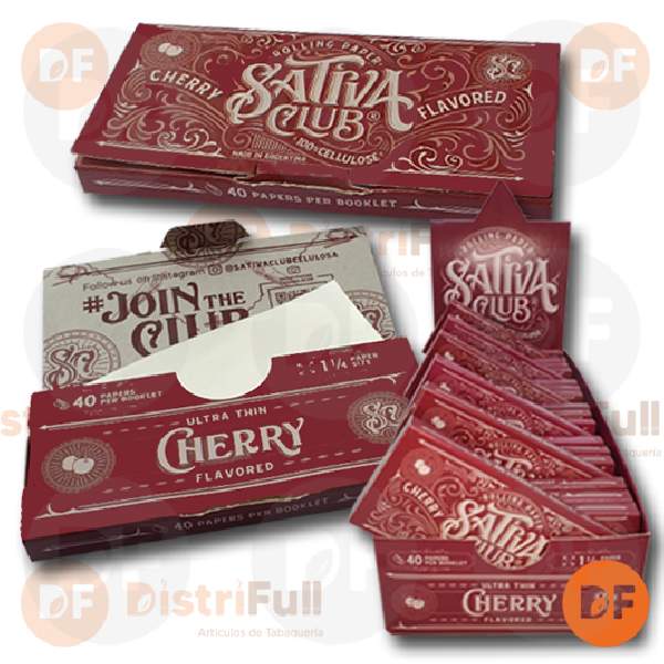 PAPEL SATIVA CLUB 1¼  CHERRY CELULOSA x 40