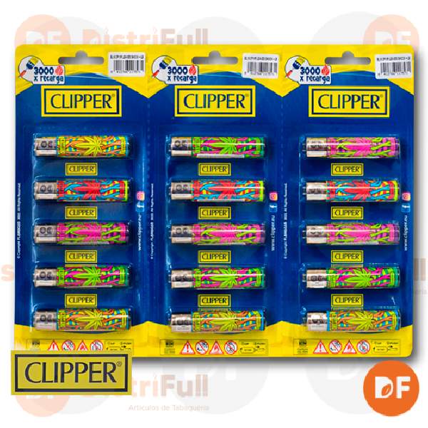 ENCENDEDOR CLIPPER MAXI LEAVES SHOCK + LB x 5