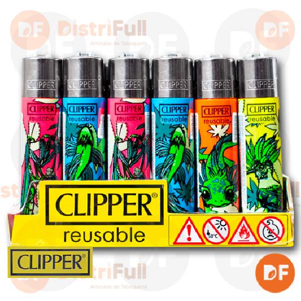 ENCENDEDOR CLIPPER MAXI ANIMAL WEED x 24