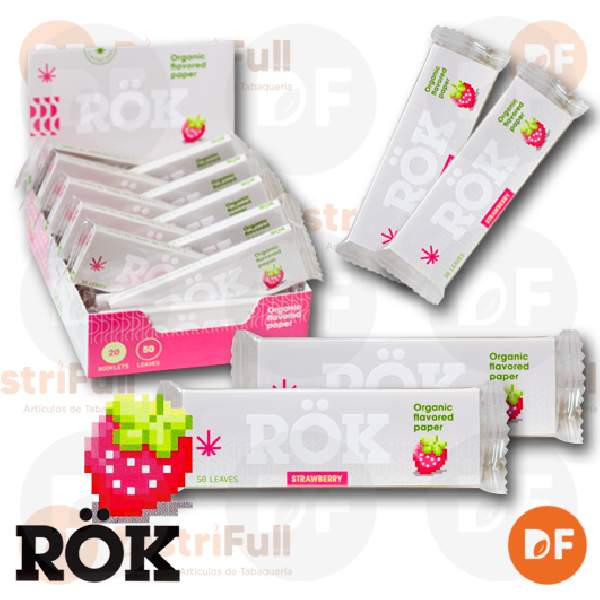 PAPEL RÖK 1¼ ORGANIC FLAVORED STRAWBERRY x 50 (ROK016)