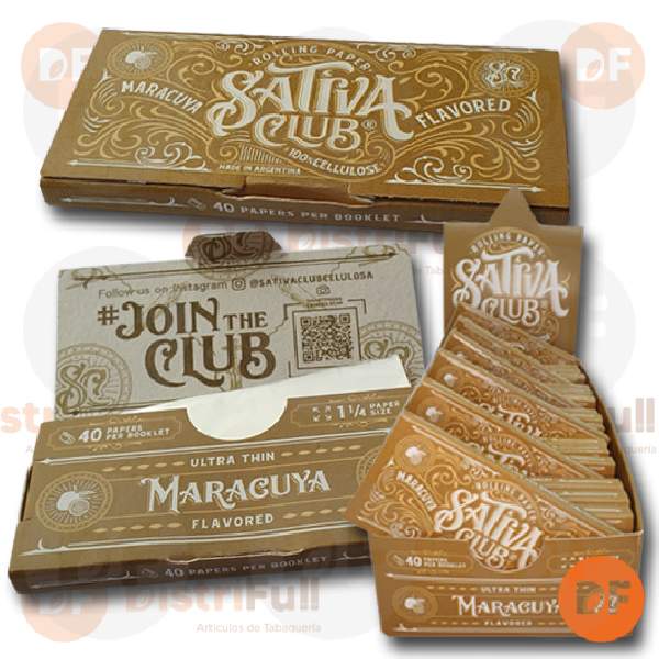 PAPEL SATIVA CLUB 1¼ MARACUYA CELULOSA x 40