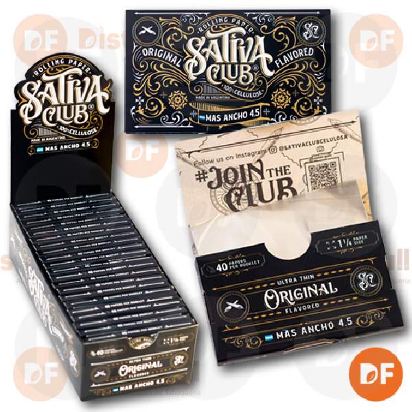 PAPEL SATIVA CLUB 1¼ ORIGINAL MAS ANCHO 4,5 CELULOSA x 40 