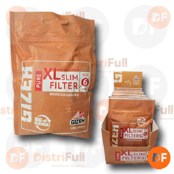 FILTROS GIZEH PURE SLIM XL BIODEGRADABLE bolsa x 120  6 mm 