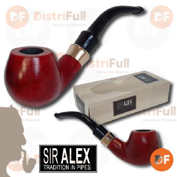 PIPA MADERA SIR ALEX CURVA ROJA ED027M CON VIROLA