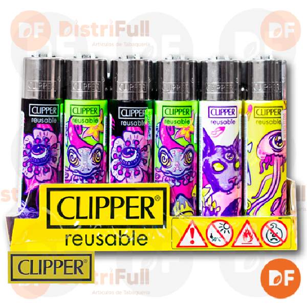 ENCENDEDOR CLIPPER MAXI PSICHO ANIMALS x 24