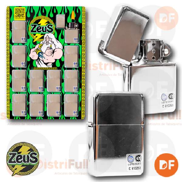 ENCENDEDOR ZEUS BENCINA LISO PLATEADO x 1 (10822-F)