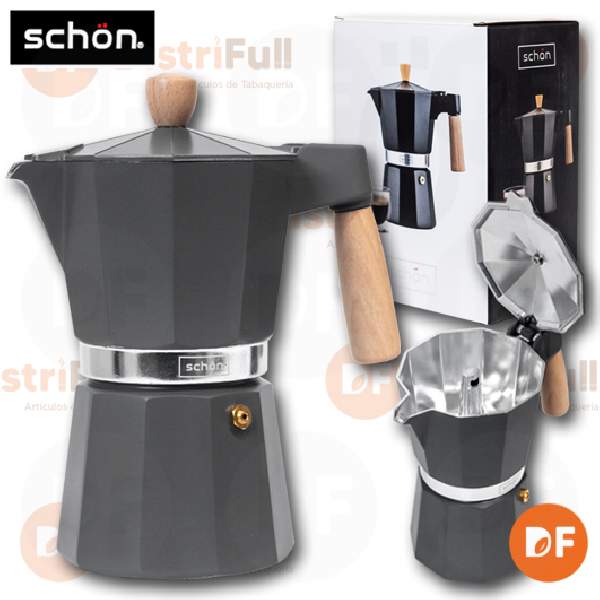 SCHON CAFETERA 6 POCILLOS GRIS 