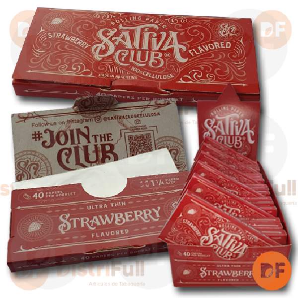 PAPEL SATIVA CLUB 1¼ STRAWBERRY CELULOSA x 40