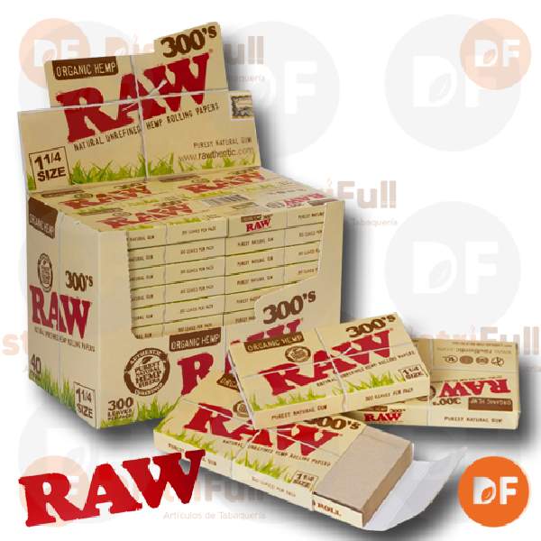 PAPEL RAW 1¼ BLOCK ORGANIC HEMP x 300