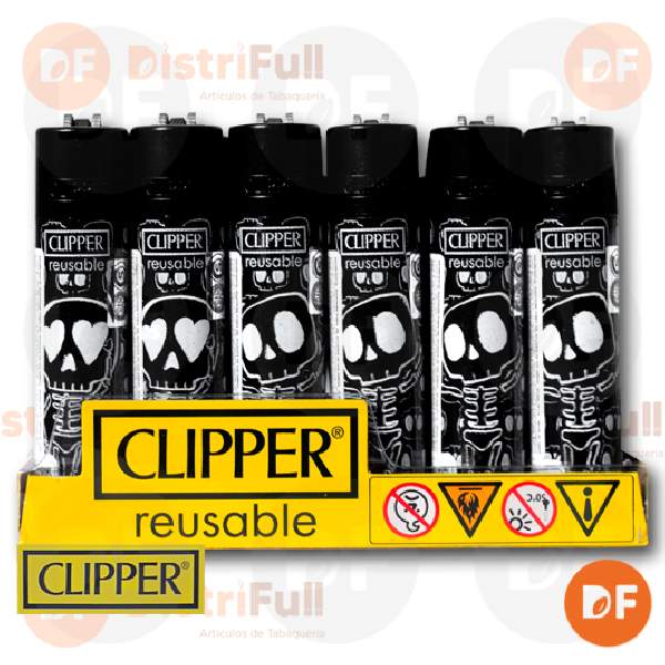 ENCENDEDOR CLIPPER MAXI DAILY SKELETON + BW+ LB x 24