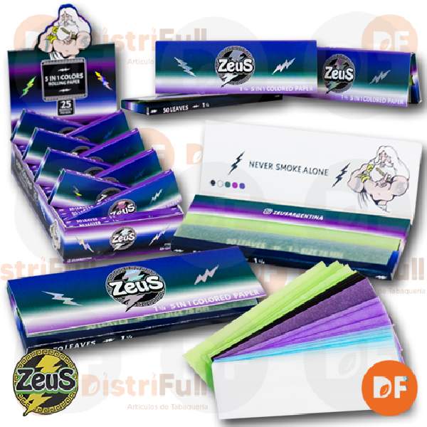 PAPEL ZEUS 1¼ 5 COLORES x 50 