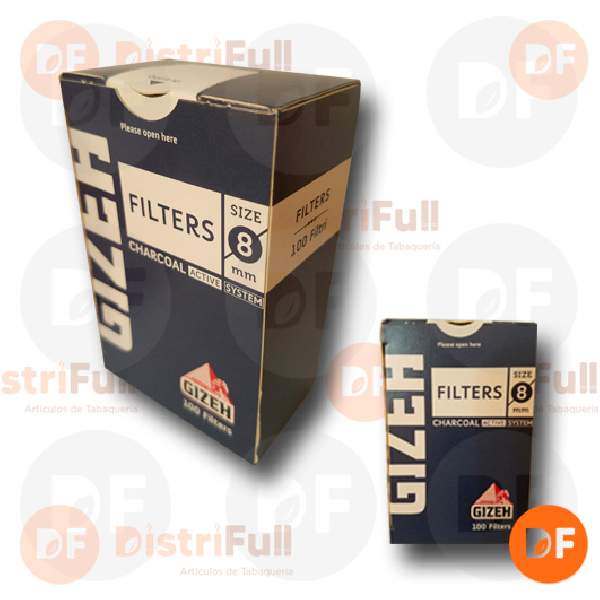 FILTROS GIZEH REGULAR CARBON caja x 100  8 mm