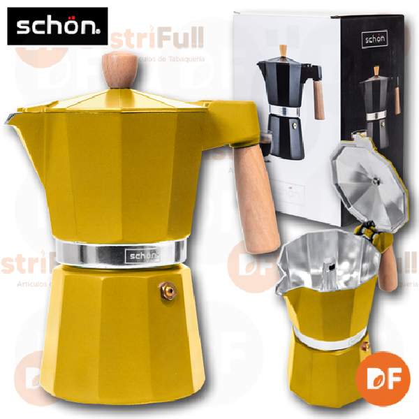 SCHON CAFETERA 9 POCILLOS AMARILLA 