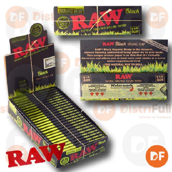 PAPEL RAW BLACK ORGANIC HEMP 1¼ x 50