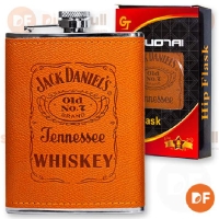 PETACA METAL FORRADA CUERO JACK DANIEL`S 8 oz (121384)