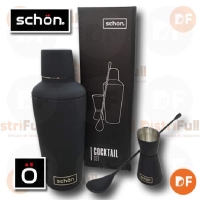 SCHON SET COCTELERA 3 ELEMENTOS NEGRO MATTE