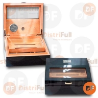 HUMIDOR MADERA CARBONO C/VIDRIO 2 PISOS SH1309CA