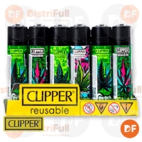 ENCENDEDOR CLIPPER MAXI GRAF WEED GR + BW + LB x 24