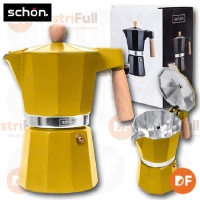 SCHON CAFETERA 9 POCILLOS AMARILLA 